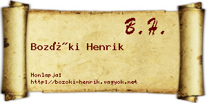 Bozóki Henrik névjegykártya